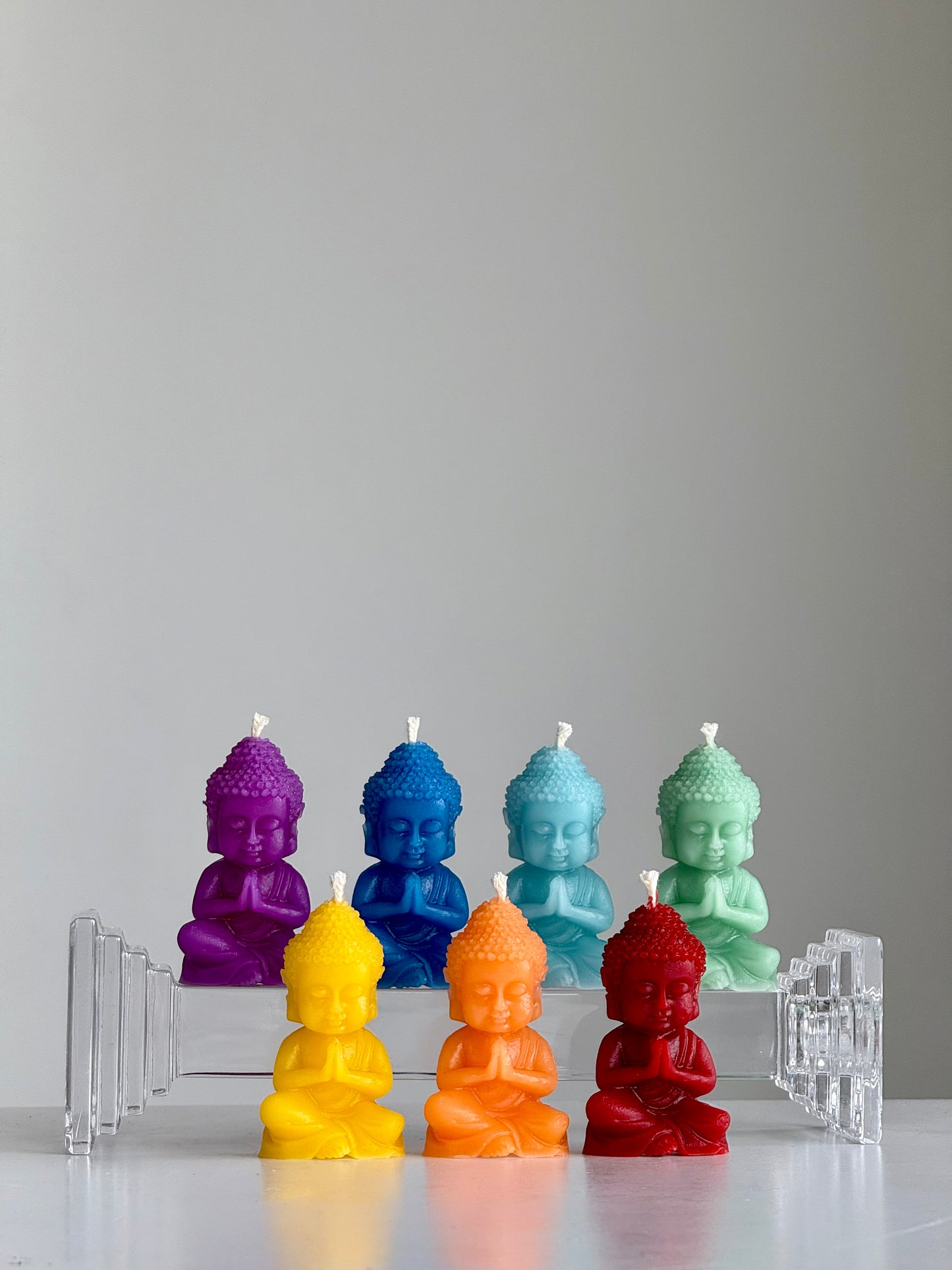 Candle BUDDHA (7x set) Chakra Colors Beeswax