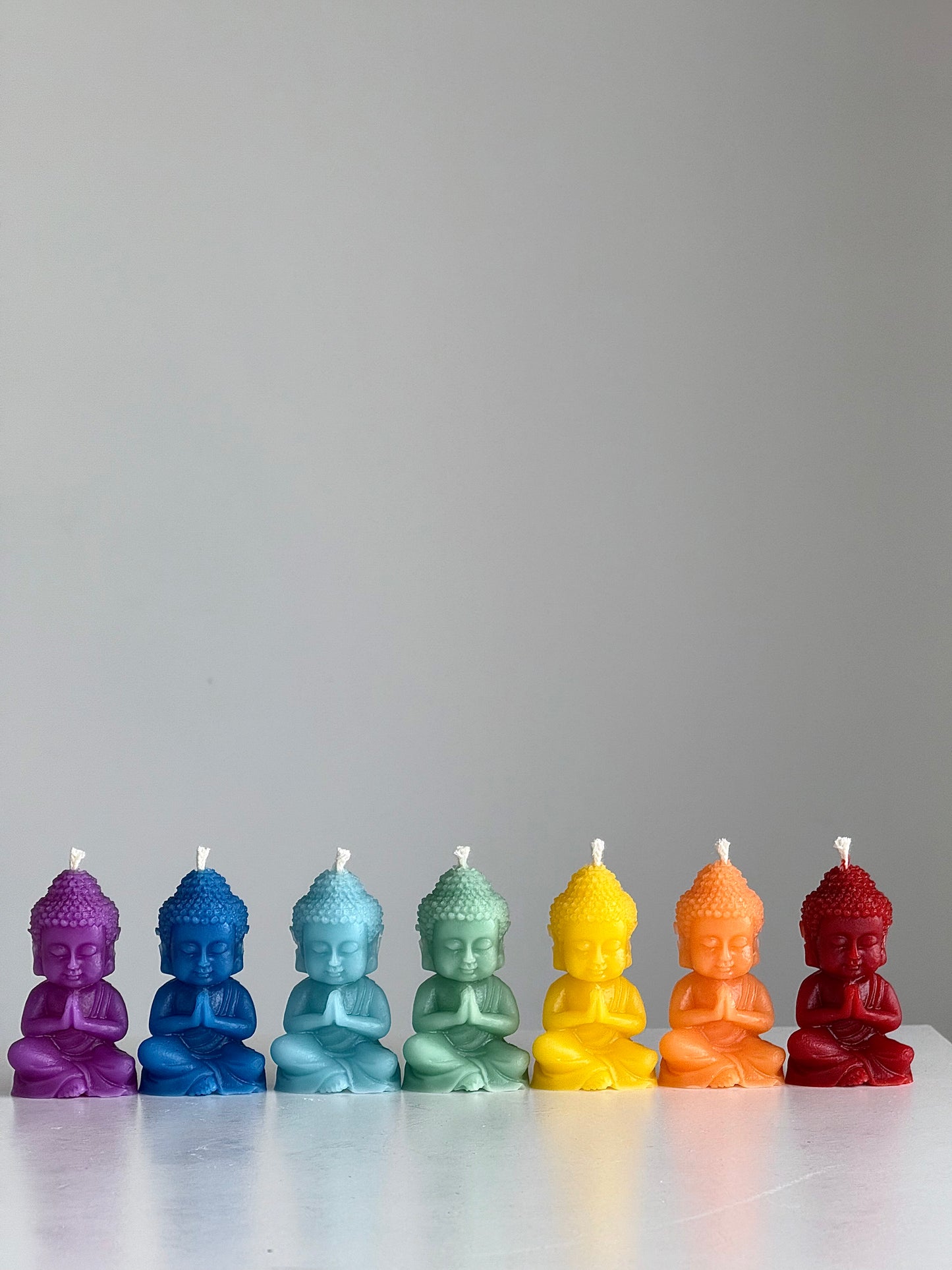 Candle BUDDHA (7x set) Chakra Colors Beeswax