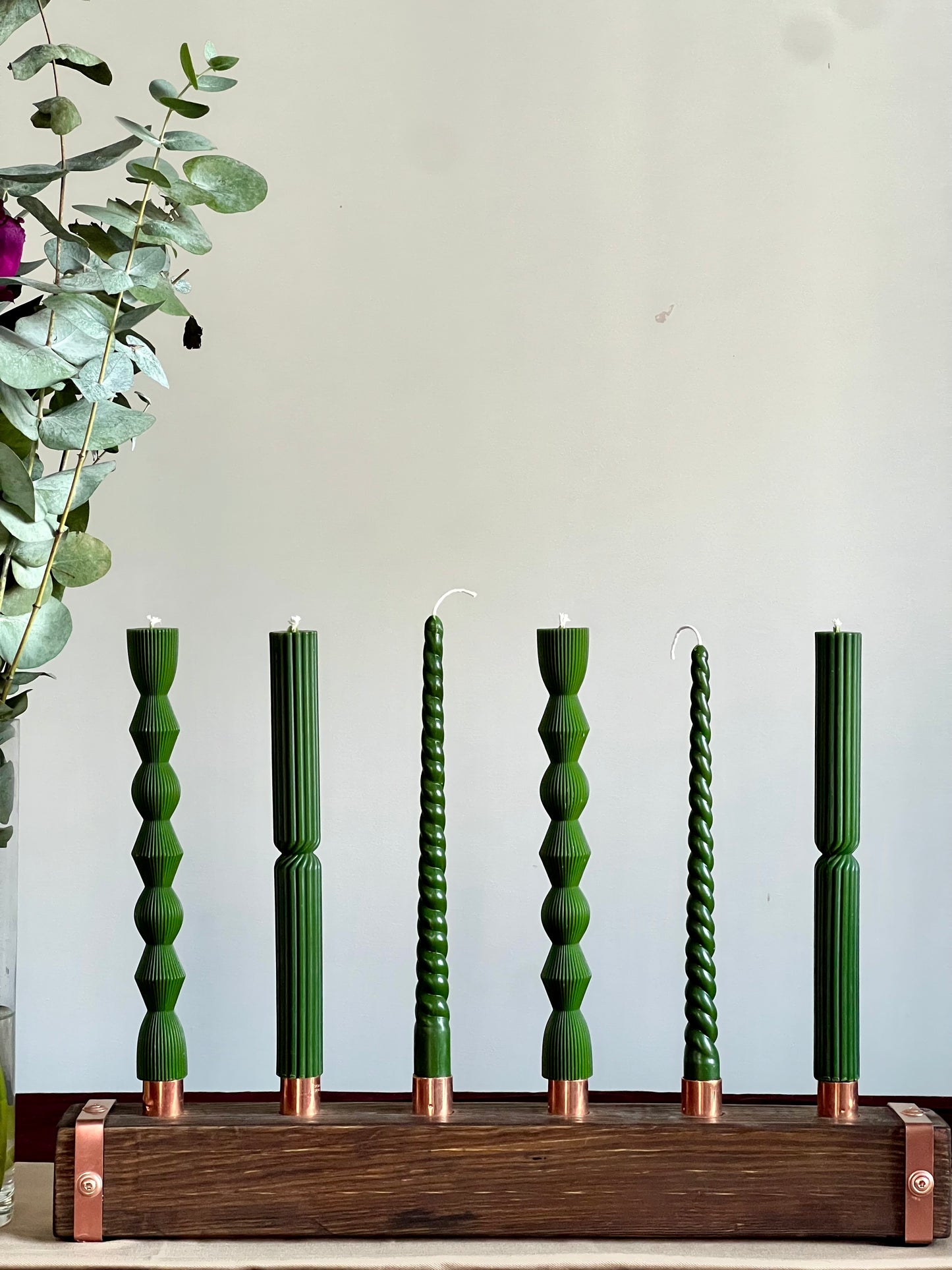 Handmade Wooden Table Candle Holder for 6 Candles (+Gift)