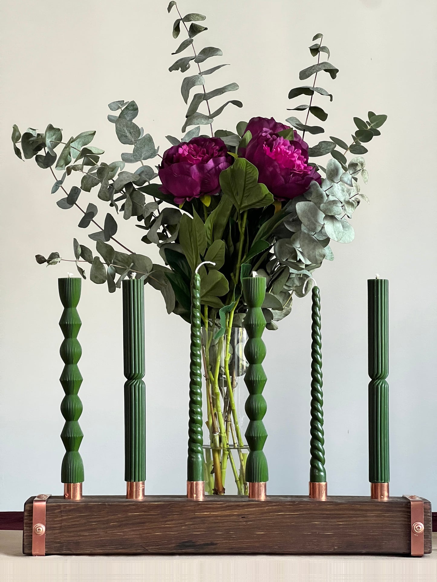 Handmade Wooden Table Candle Holder for 6 Candles (+Gift)